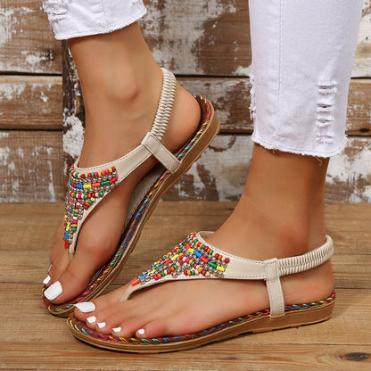 Beaded Flat Sandals