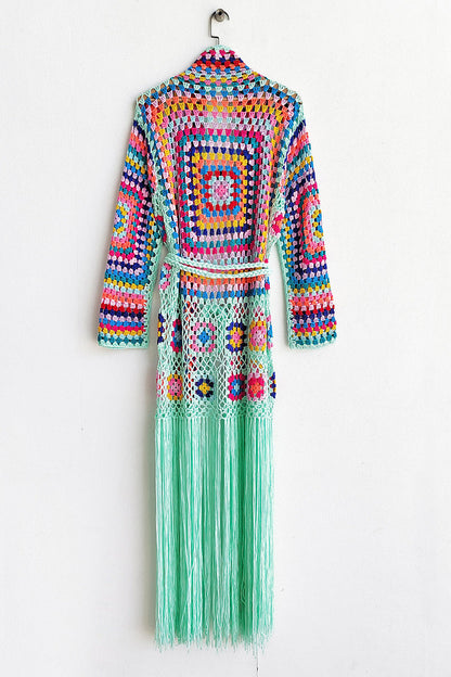 Fringe Crochet Long Sleeve Cardigan