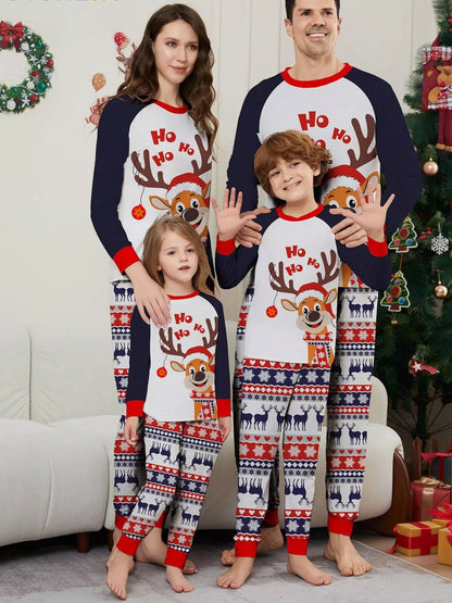 Full Size Christmas Reindeer Print Matching Family Pajama Set Plus Size