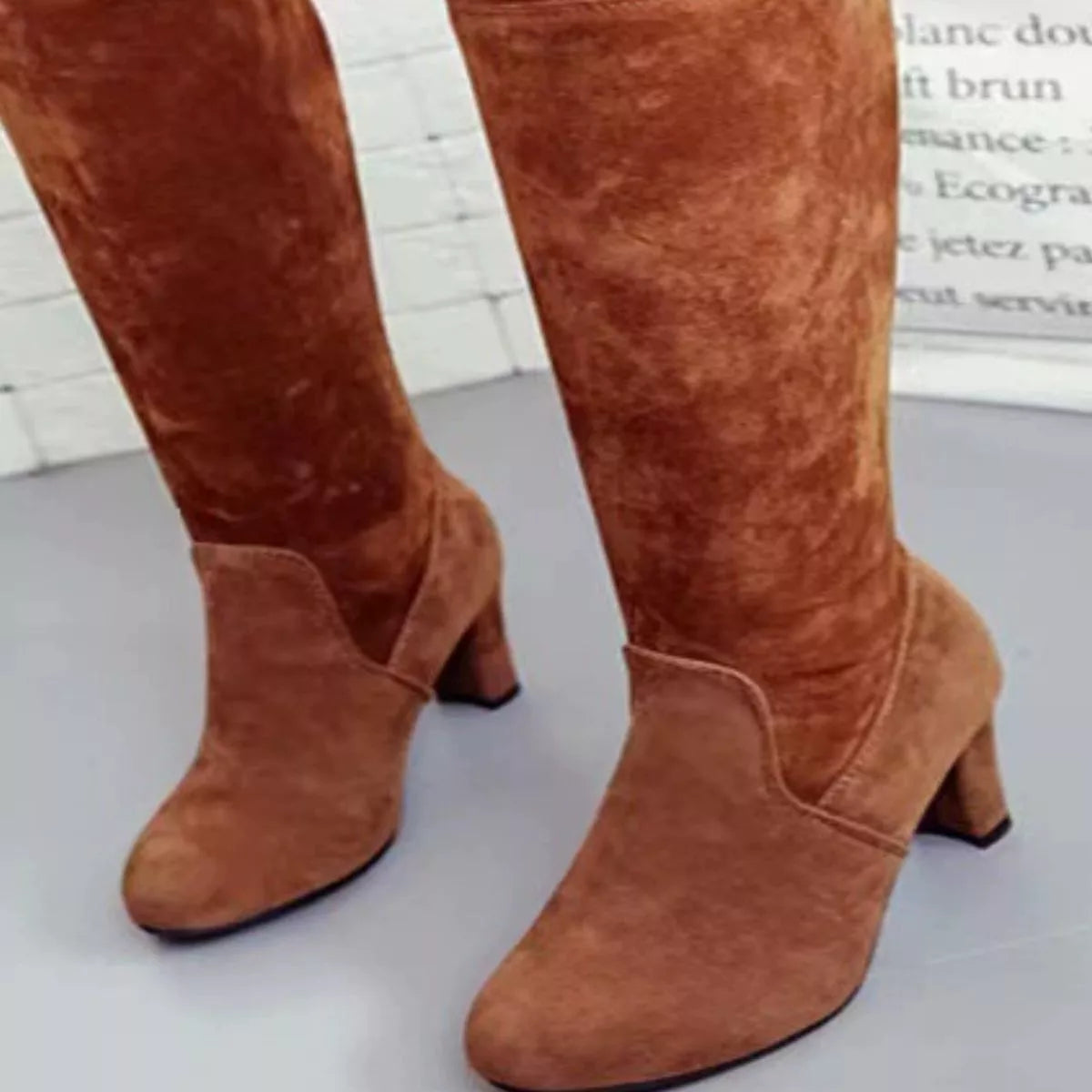 Round Toe Block Heels Boots