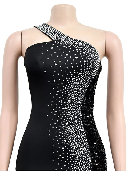 Rhinestone one-shoulder maxi dress, view 10