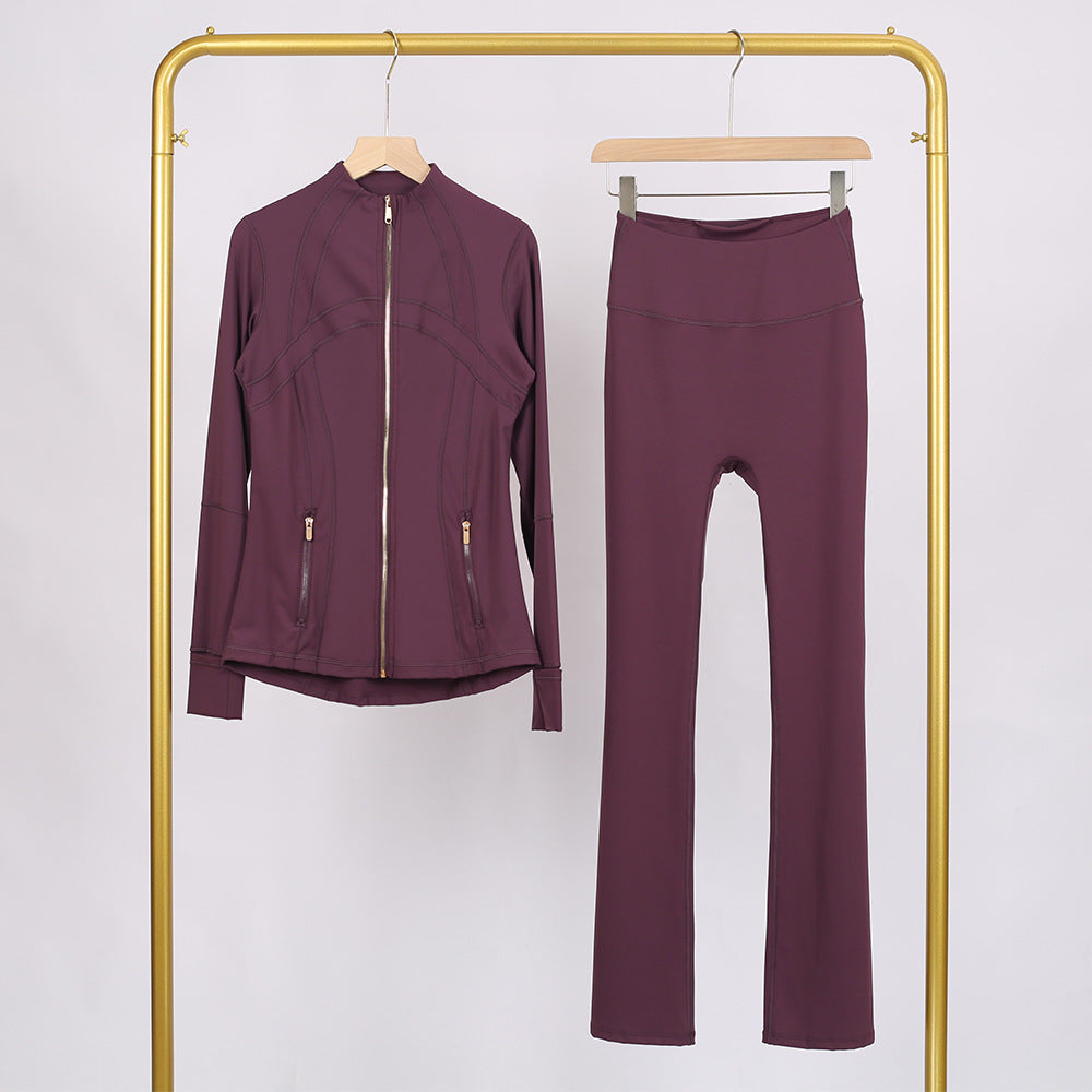 Golden zipper Slim fit yoga pants set