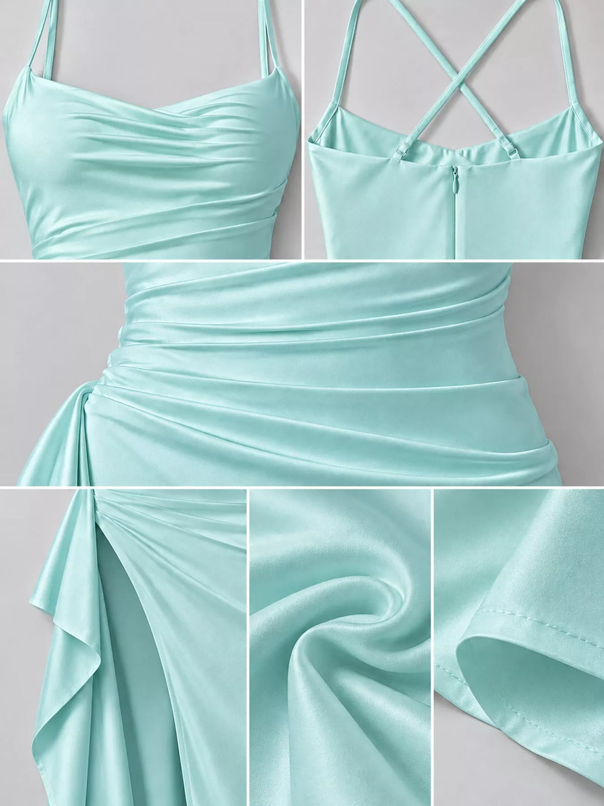 Satin high-slit maxi dress, view 37