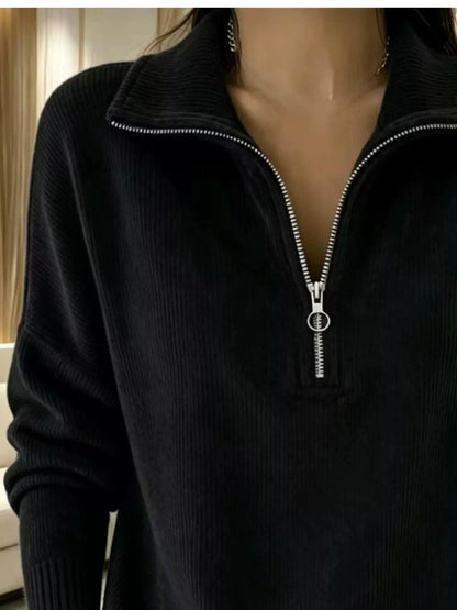 Full Size Corduroy Quarter-Zip Sweatshirt Plus Size