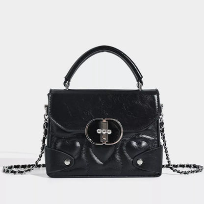 Heart-Embossed Flap Crossbody Bag