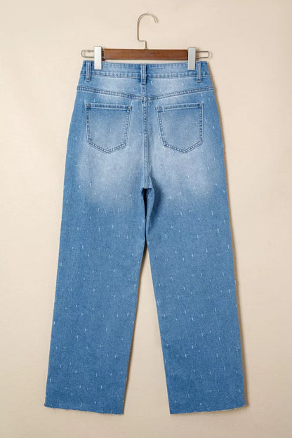 Distressed Detail Tummy Control Raw Hem Jeans