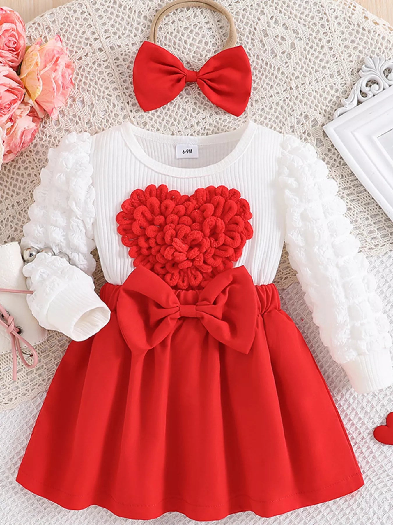 Children's Heart Decor Dress with Headband