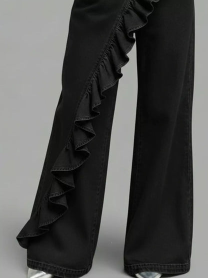 Full Size Ruffled Wide-Leg Jeans Plus Size