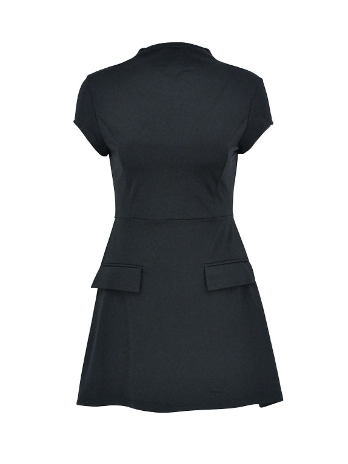Mock neck A-line mini dress, view 8