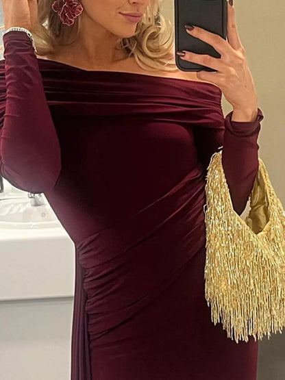 One-Shoulder Ruched Maxi Dress