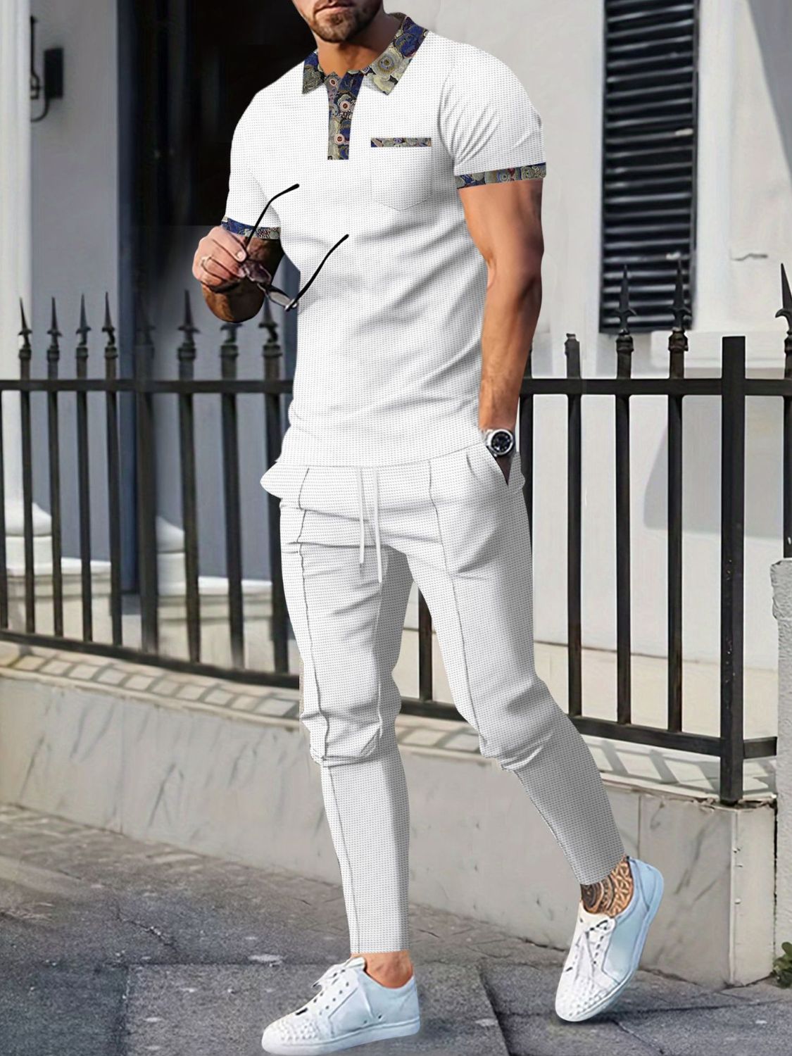 Men's Full Size Polo and Pants Set