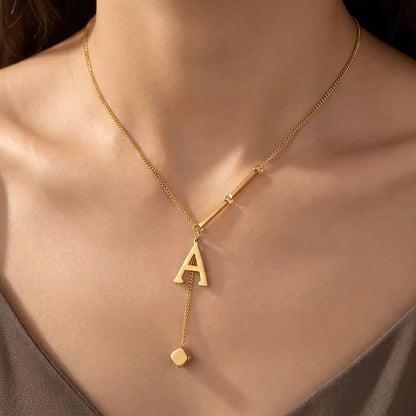 18K gold-plated initial letter pendant necklace, A to Z