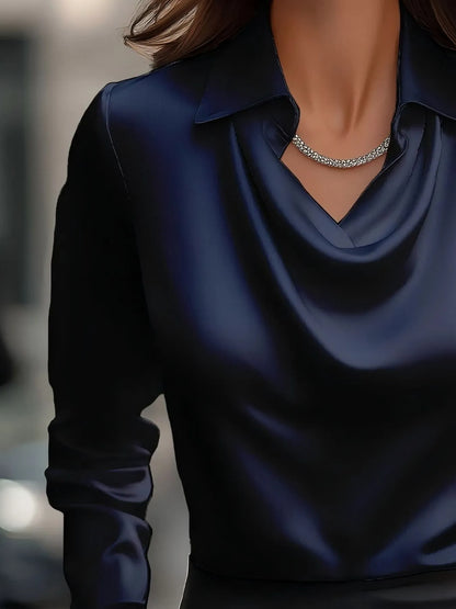 Full Size Collared Neck Long Sleeve Blouse