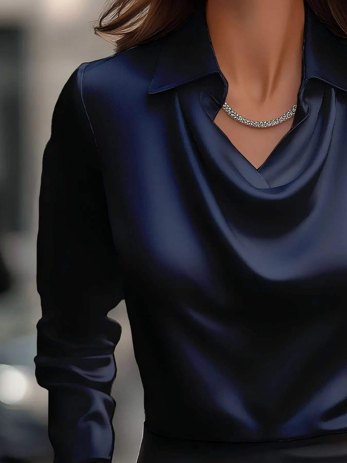 Full Size Collared Neck Long Sleeve Blouse