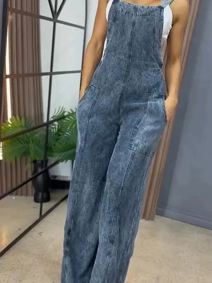 Full Size Wide Leg Denim Overalls