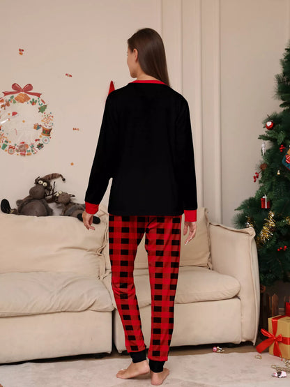 Matching Family Christmas Pajamas Set with Festive Graphic Plus Size