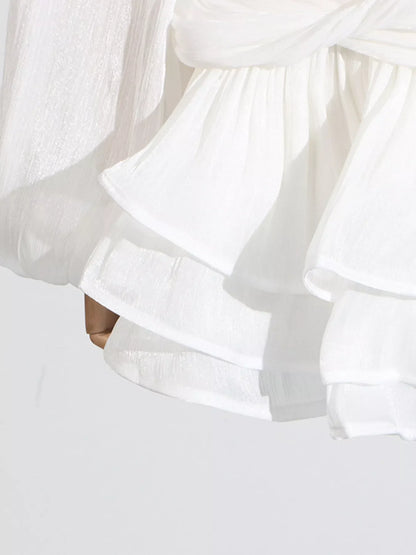 Ruffle Balloon Sleeve Mini Dress