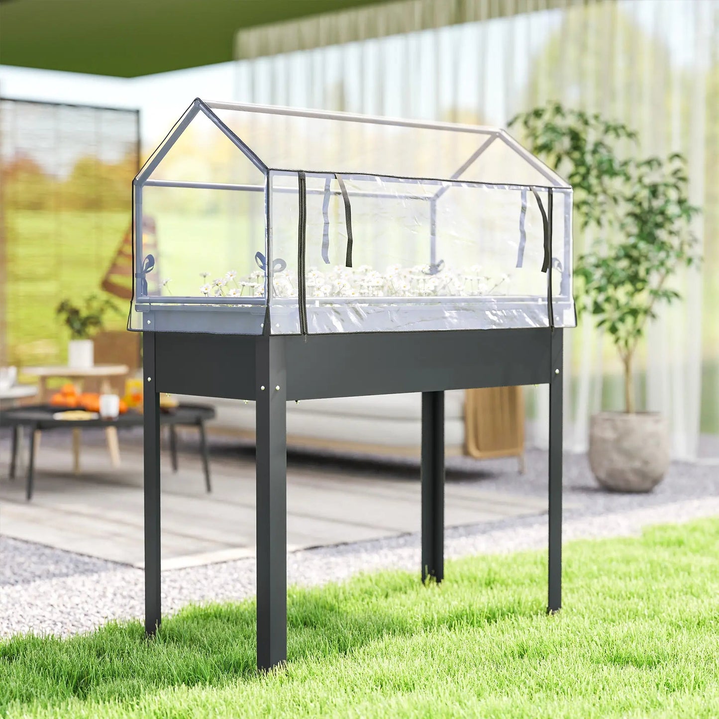 Garden Bed with Mini Greenhouse