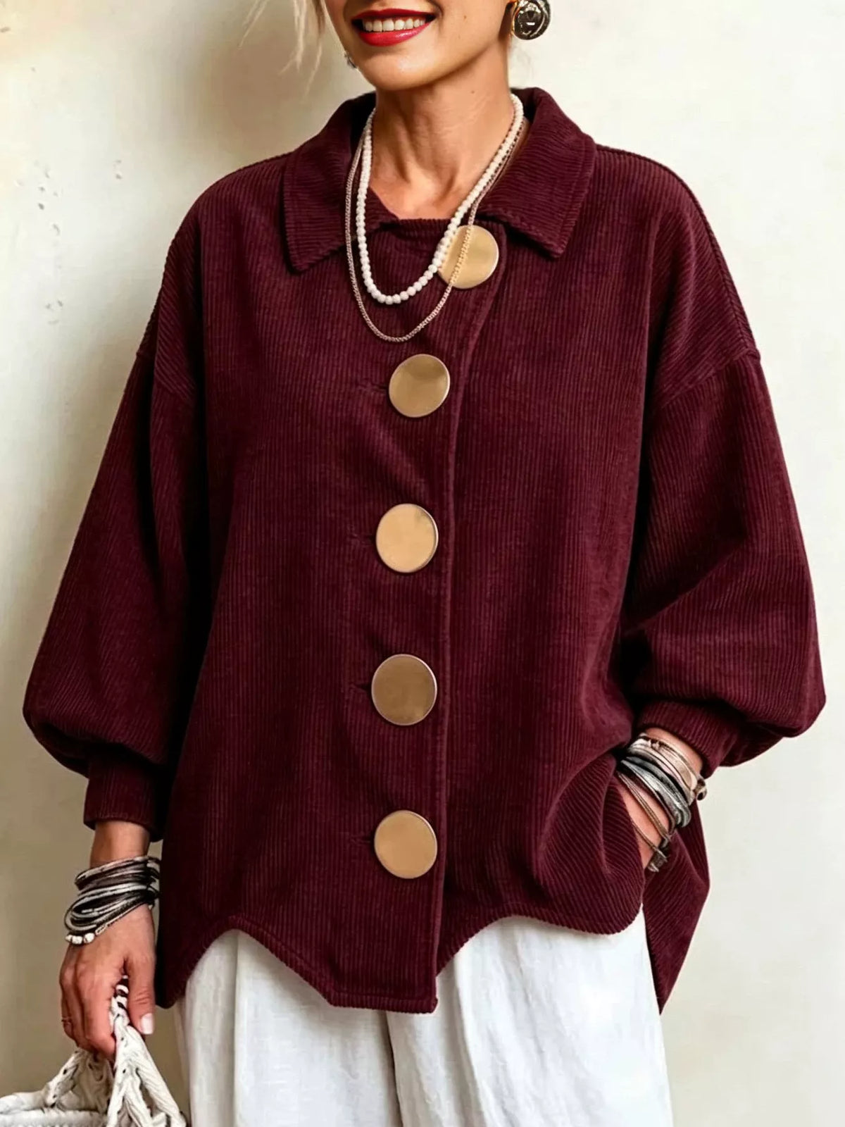 Corduroy button-down jacket, view 7