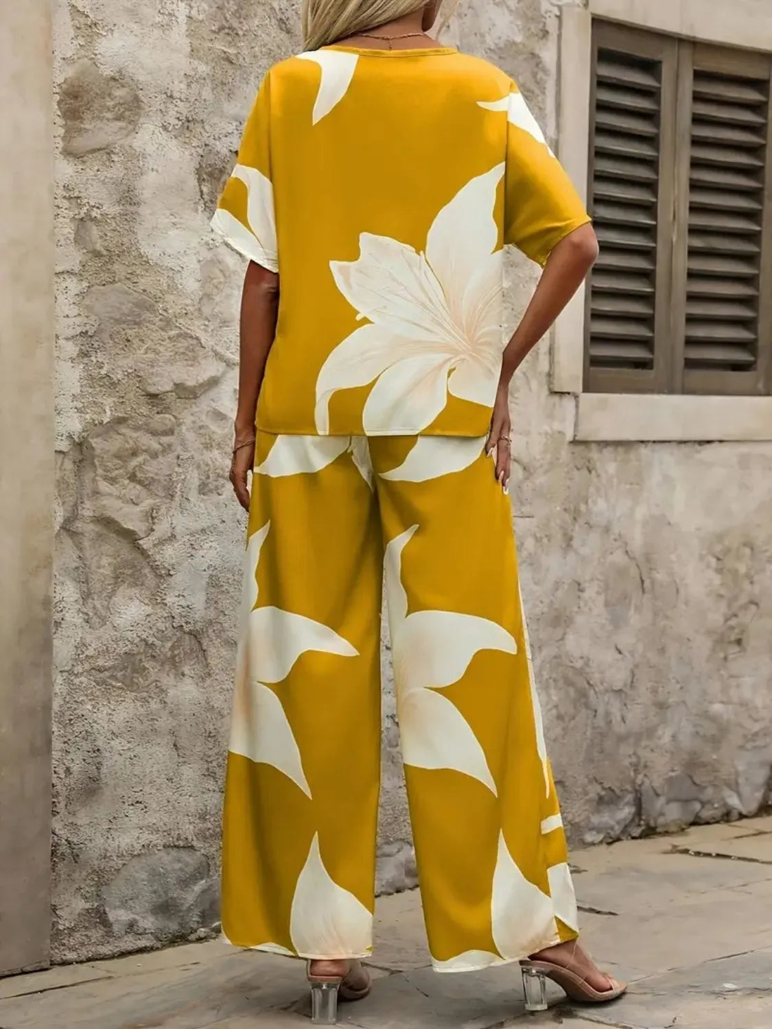 Printed Classy Wide Leg Pants Set