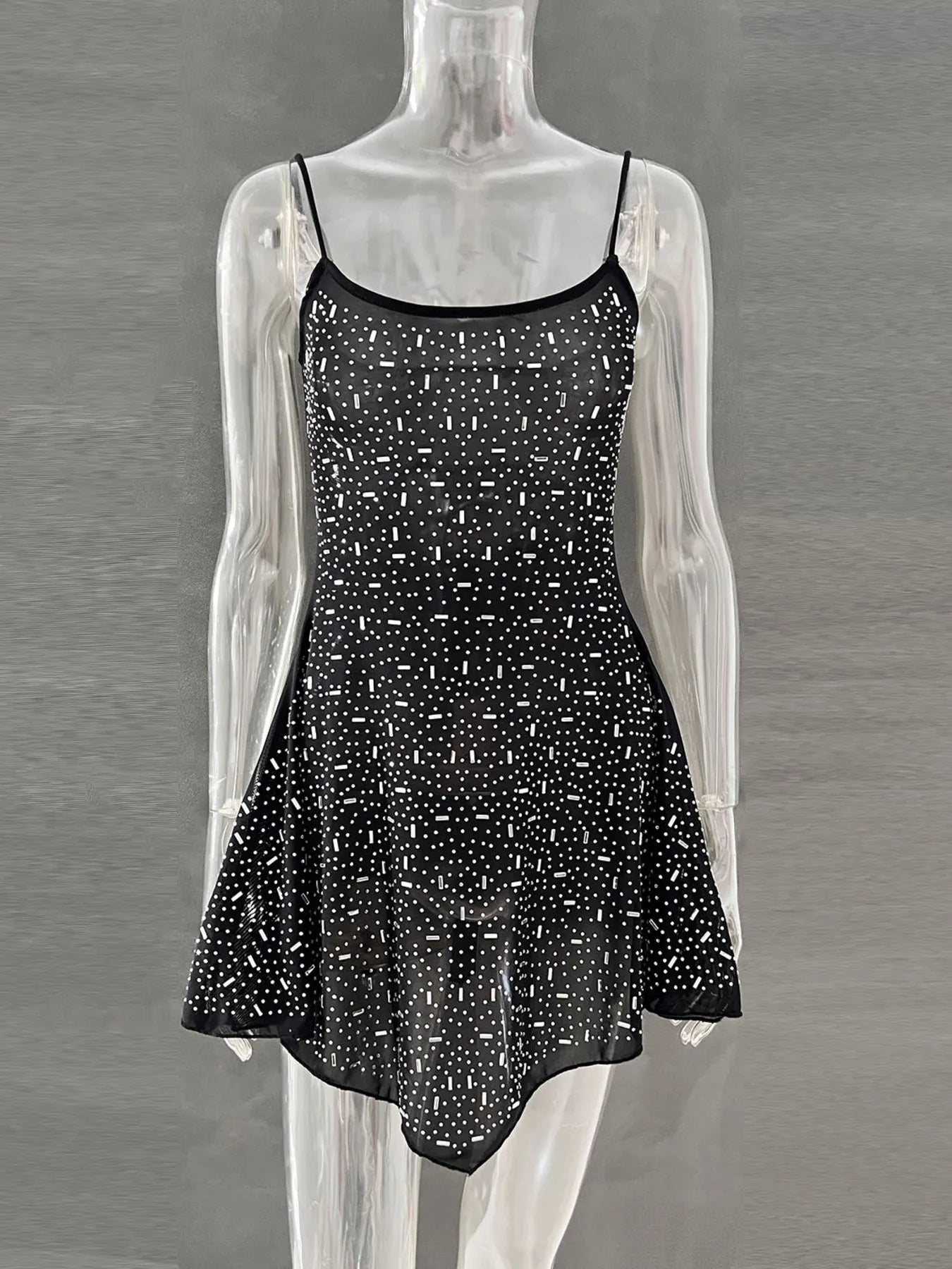 Rhinestone Decor Mini Cami Dress