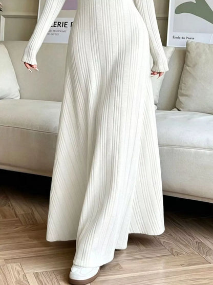 Long Sleeve Ribbed Knit Dress