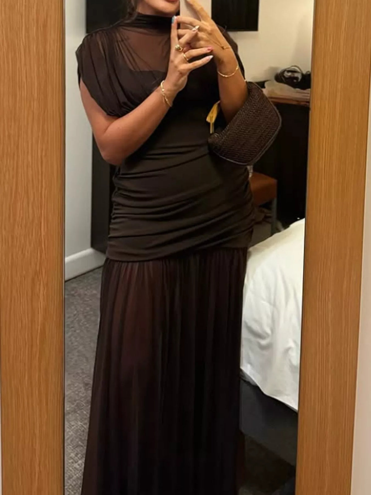 Plus size mock neck maxi dress, view 8