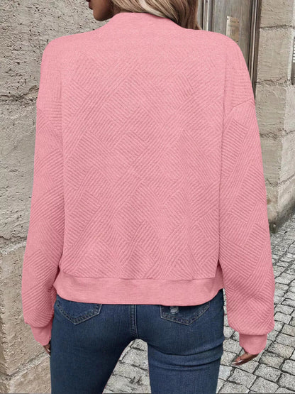 Textured Knit Zip-Up Jacket