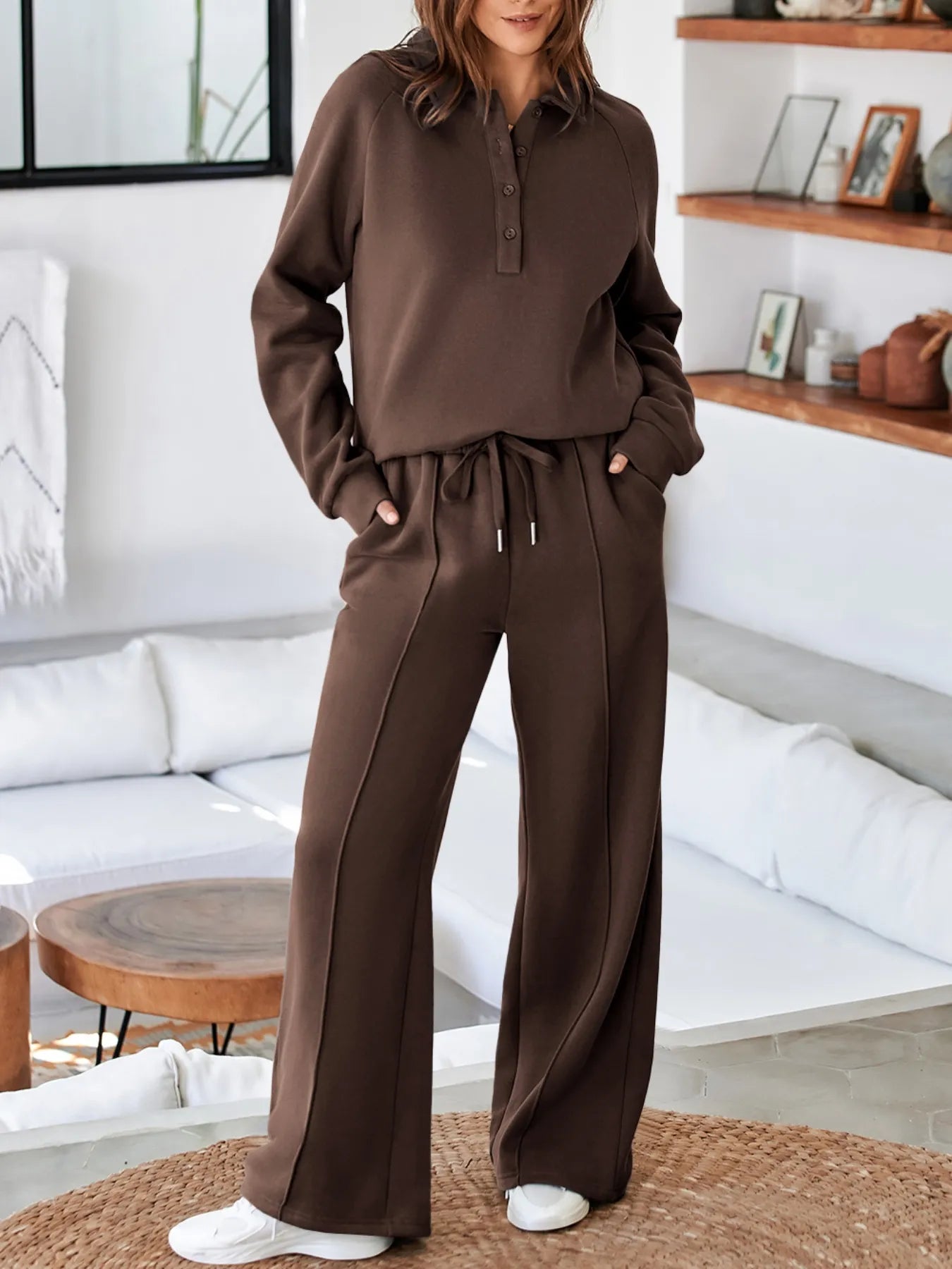 Sweatshirt and High Waist Pants Active Set