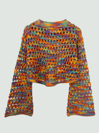Rainbow Crochet Cropped Sweater