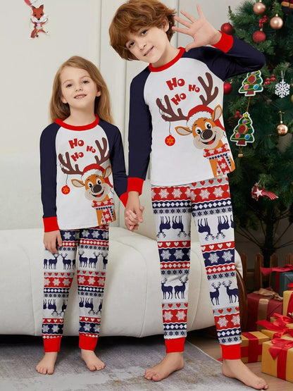Full Size Christmas Reindeer Print Matching Family Pajama Set Plus Size