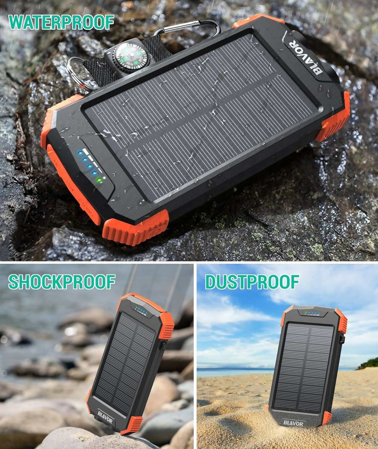 Solar Power Bank with Flashlight