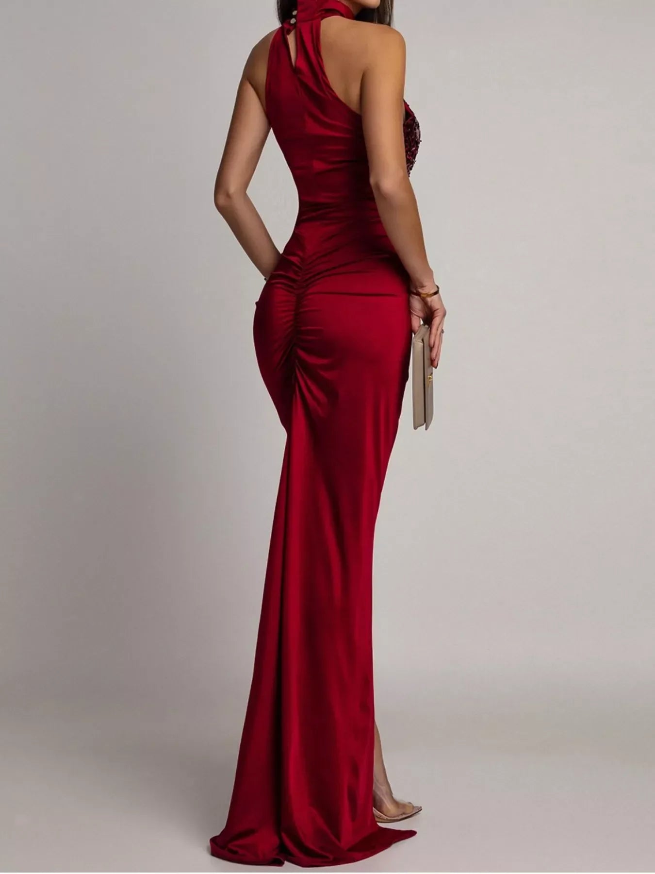 Sequin High Slit Sleeveless Maxi Dress