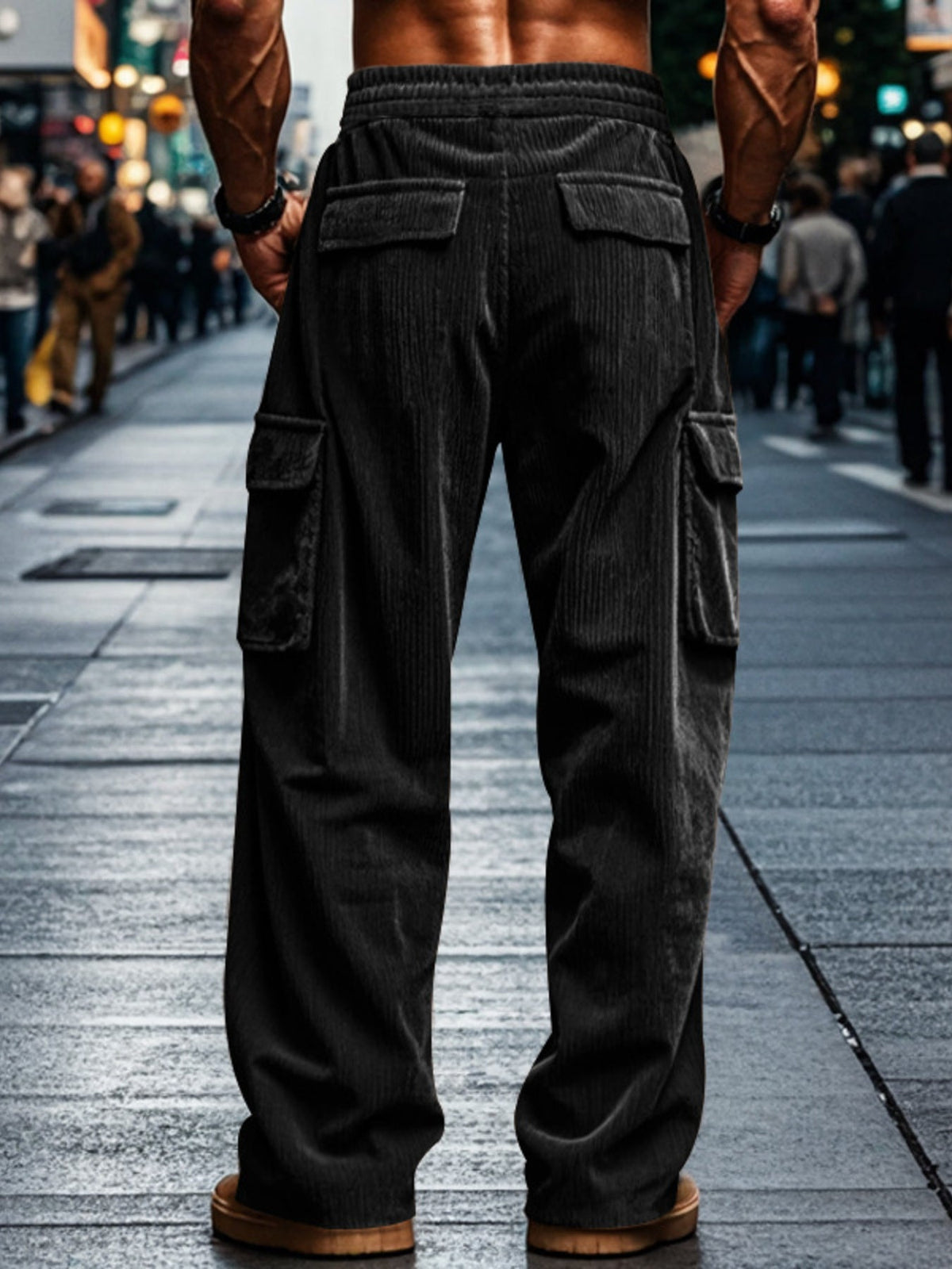 Men's Corduroy Cargo Pants Plus Size