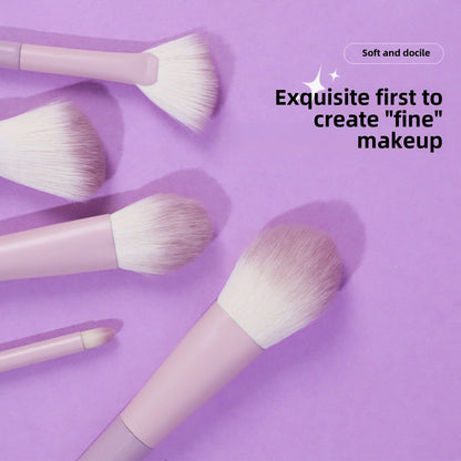 3PCS white, purple and pink round-tipped lip brushes - lipstick and lip gloss mixed brushes with caps + 10PCS Stardust purple makeup brush set - pink powder, eyeshadow, lip brushes and super soft beau