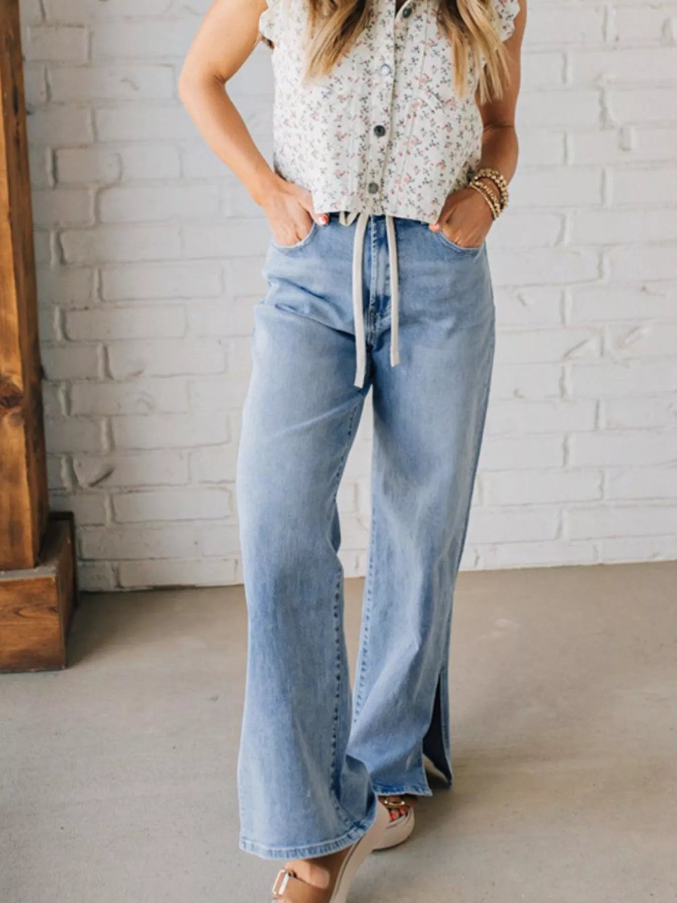 Slit Wide Leg Jeans