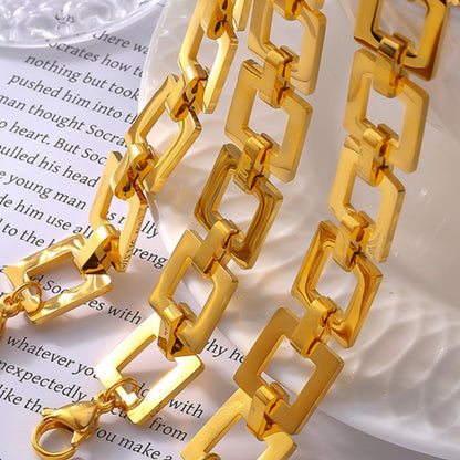 Titanium Steel Hollow Square Chain Bracelet - MONLANE