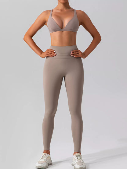 V-Neck Tank and High-Waisted Seamless Pants Active Set