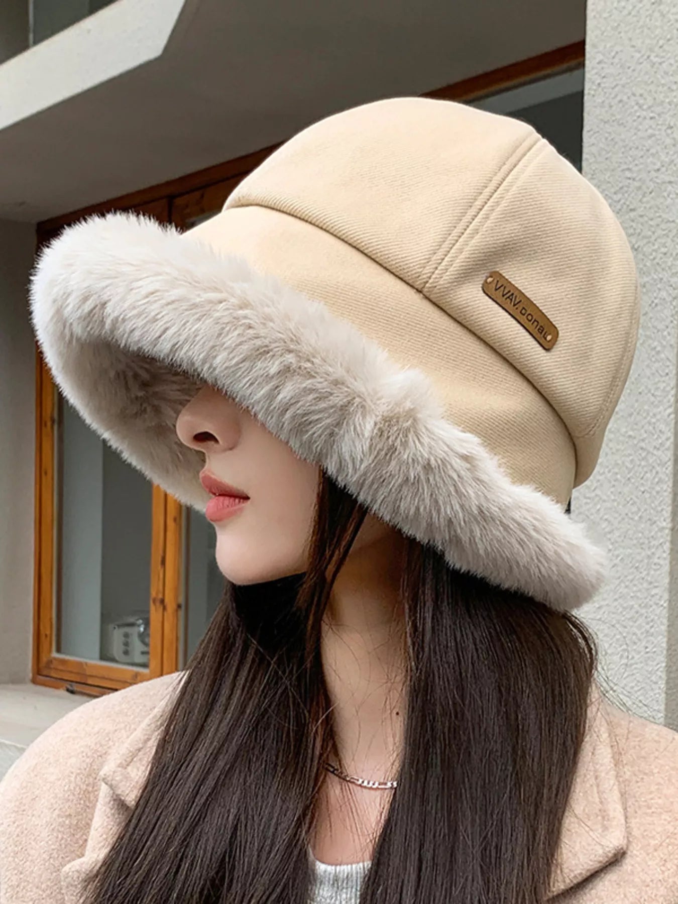 Fuzzy Trim Bucket Hat