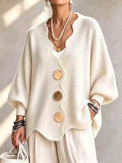 Plus Size Scalloped-Edge Oversized Cardigan
