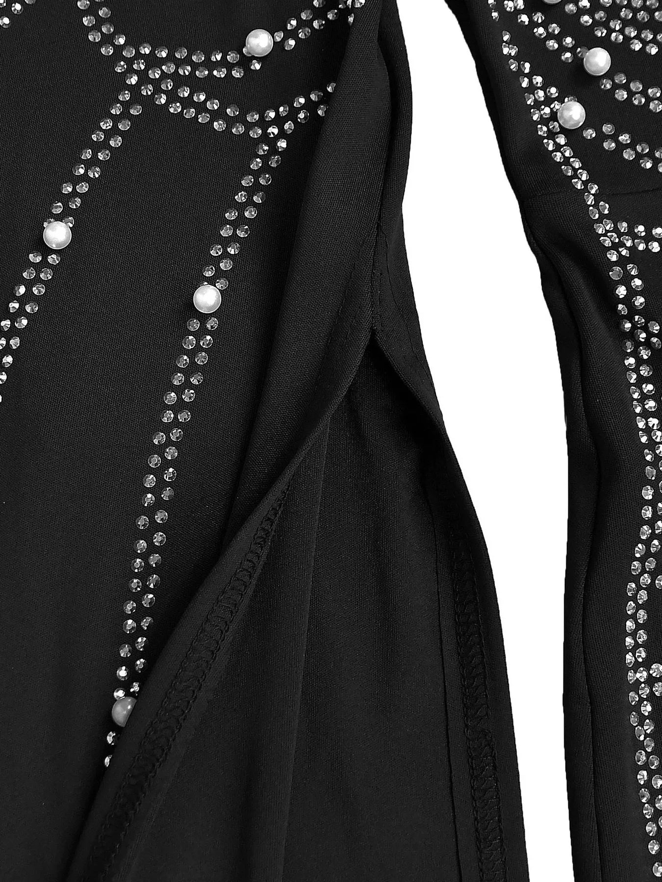 Rhinestone Pearl Detail One-Shoulder Mermaid Maxi Dress
