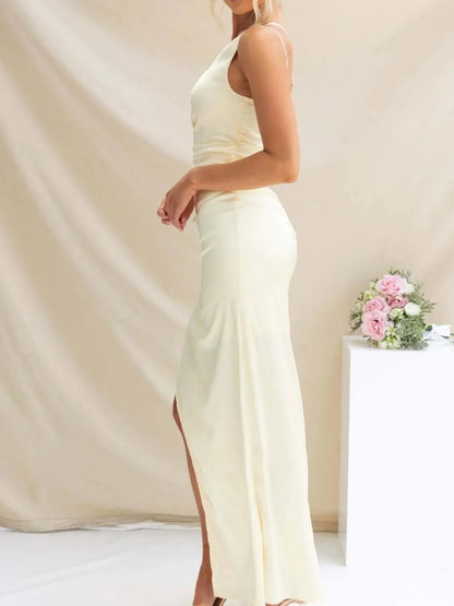 Split One Shoulder Bodycon Maxi Dress