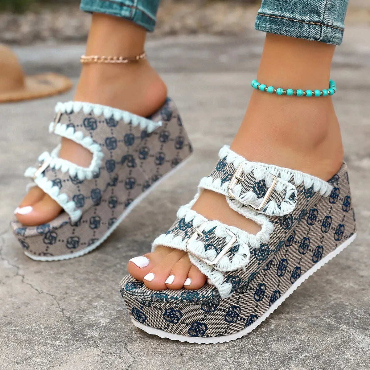 Canvas double buckle platforms, view 2