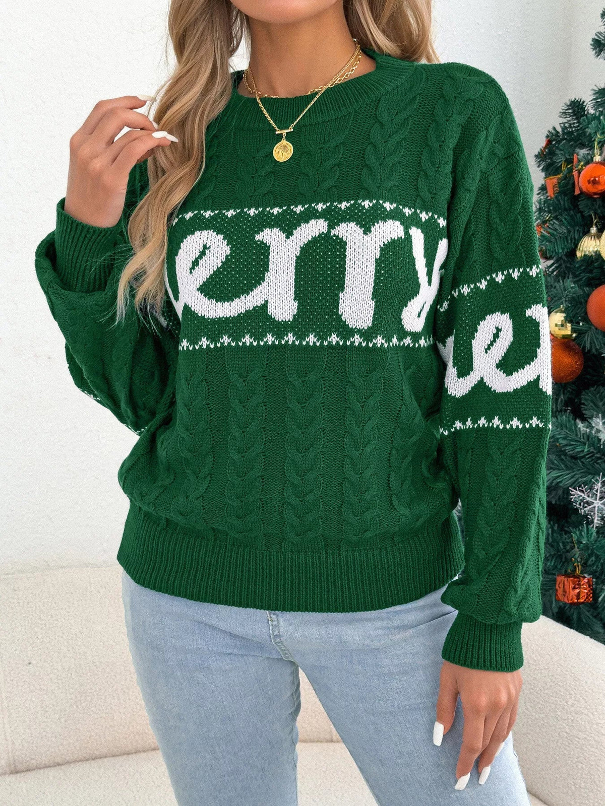 Merry cable knit sweater, view 7