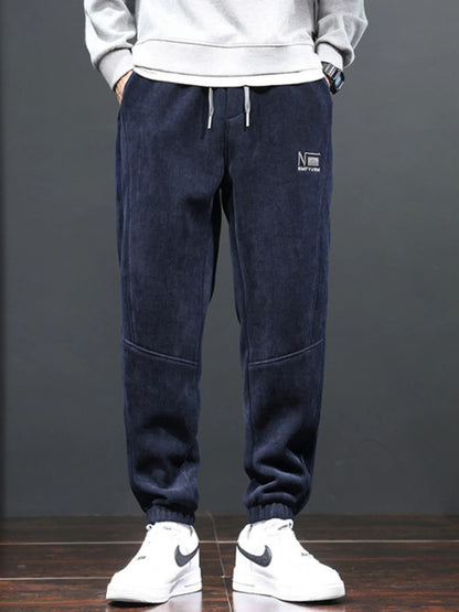 Men's Plus Size Drawstring Corduroy Pants
