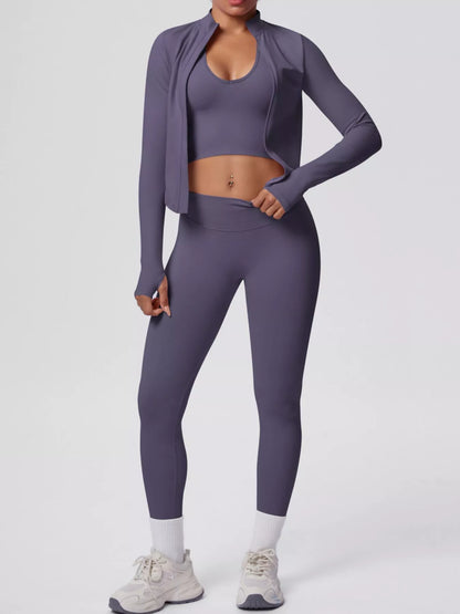 Tank, Zip-Up Jacket & Leggings Set