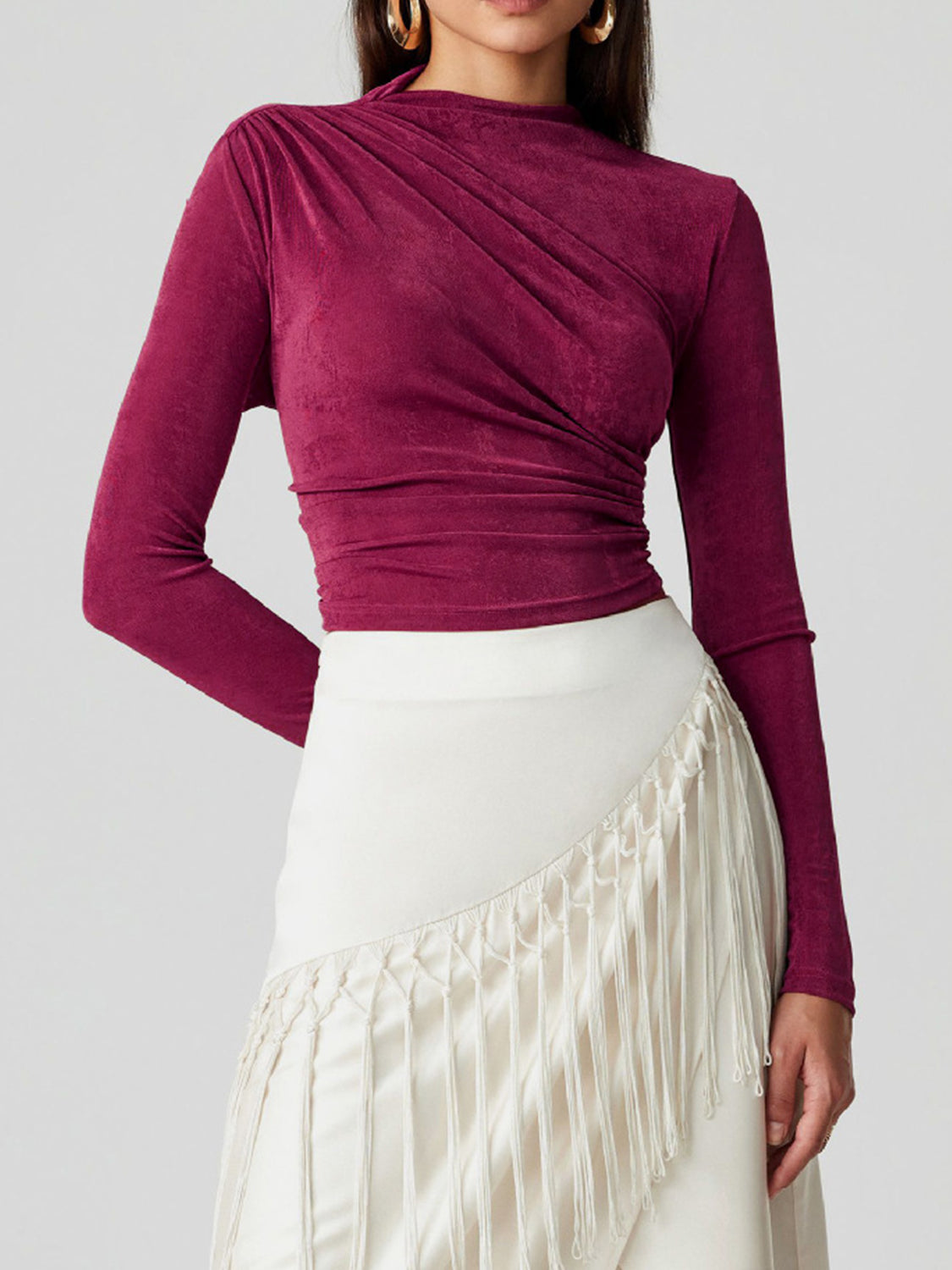 Mock Neck Long Sleeve T-Shirt