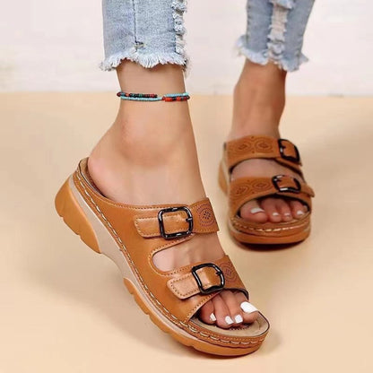 Double Buckle Open Toe Sandals