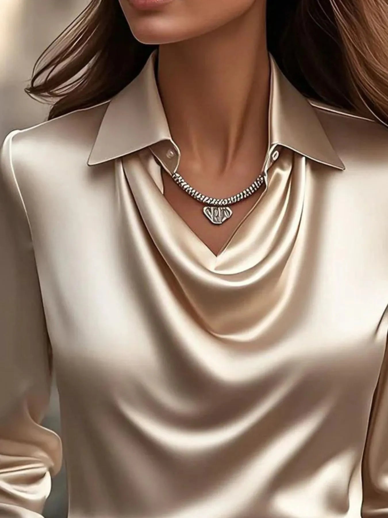 Full Size Collared Neck Long Sleeve Blouse