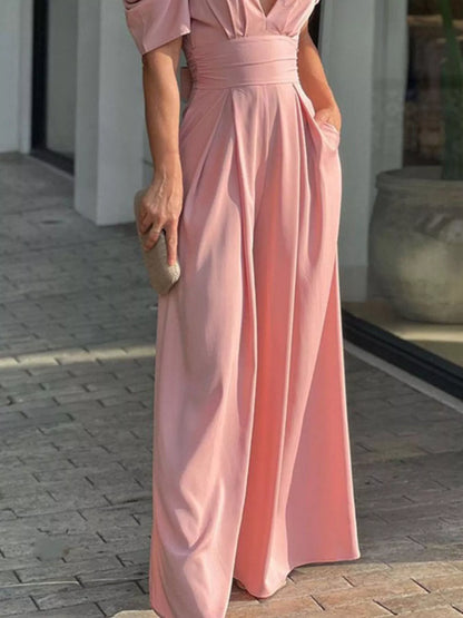 Puff Sleeve Wide Leg Jumpsuit